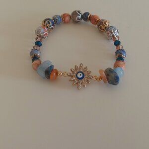 Sun Burst Evil Eye Charm Bracelet